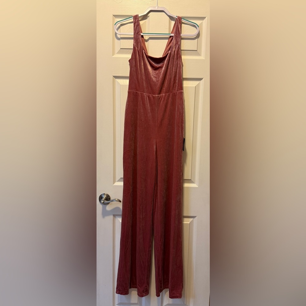 Lulu's Velvet Terracotta Sleeveless Jumpsuit